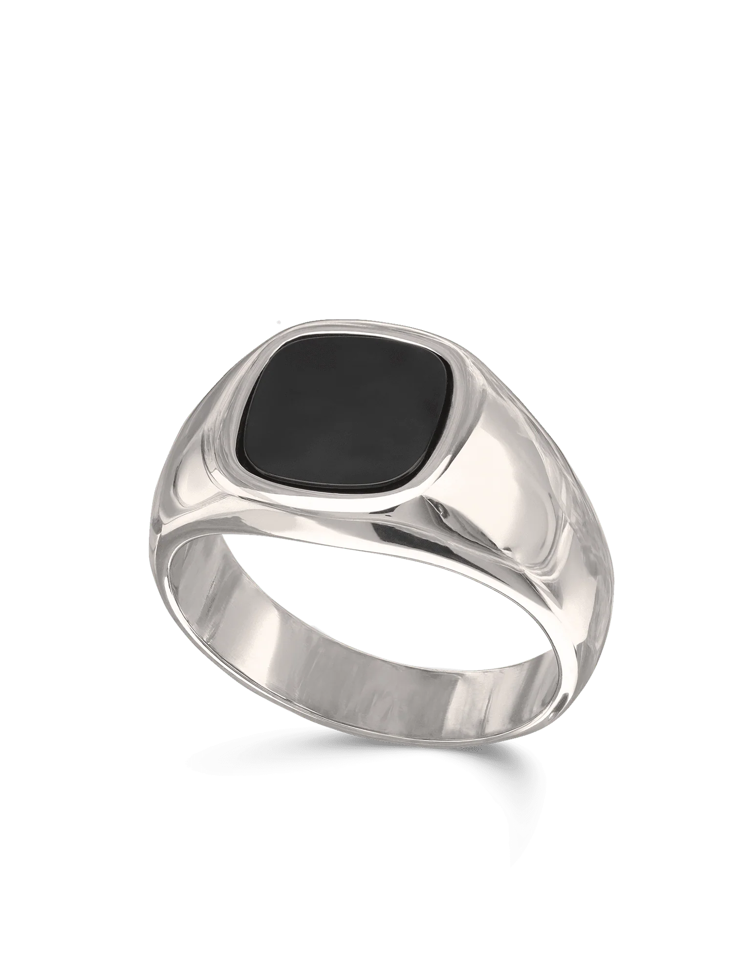 Anel masculino em aço inoxidável com ónix preto