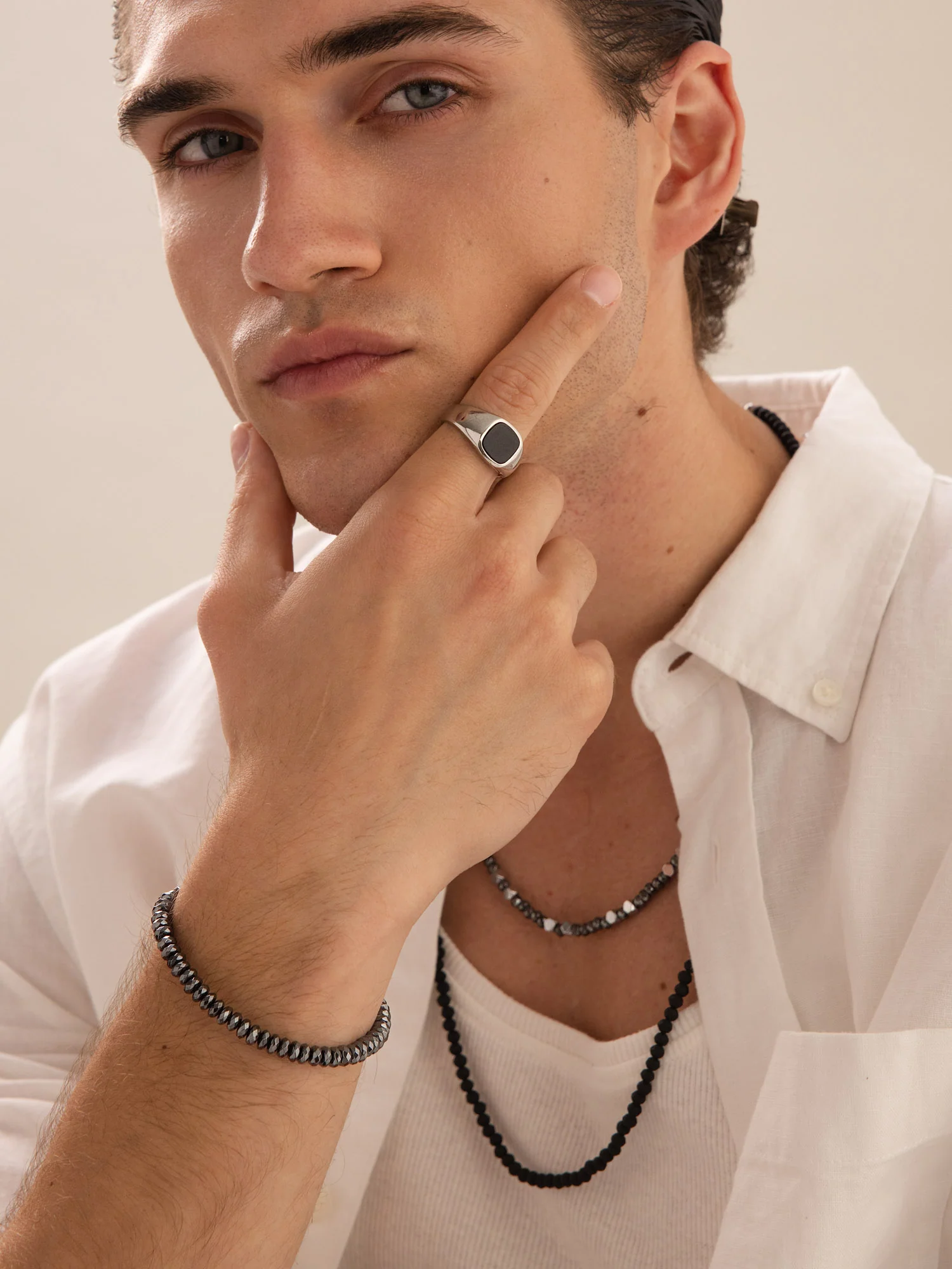 Anel masculino em aço inoxidável com ónix preto - Image 3